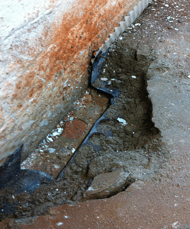 Making way for the perimeter drainage channel