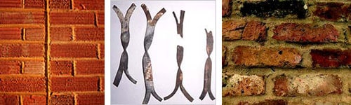 Various types of brickwork and Cavity wall ties
