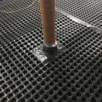 Close up of damp proofing floor membrane installed