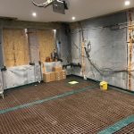 Basement with memebrane aplied to the floor and walls Basement with memebrane applied to the floor and walls