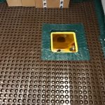 Basement sump Basement sump pump in the floor surrounded by floor membrane