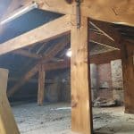 Timber beams in a building undergoing refurbishment