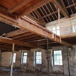 Timber beams in a building undergoing refurbishment