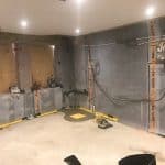 Membrane applied to the walls and not the floors Membrane applied to the walls and not the floors