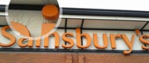 Image of bird spikes located on Sainsbury signage