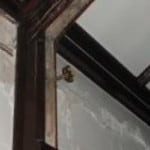 Shot of repaired timbers on church roof in Lancaster