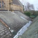 Closeup of a church roof in Lancaster