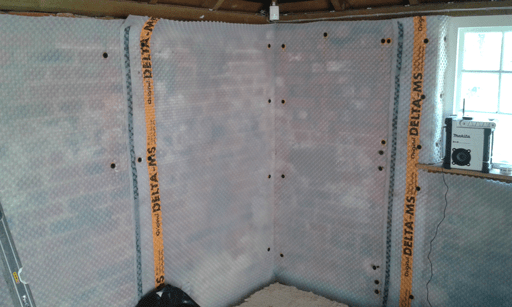 Membrane installed on the walls in a new barn conversion
