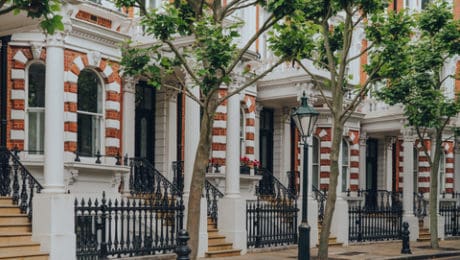 Exterior view of terraced houses in Chelsea