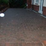 Closeup of paving outside building