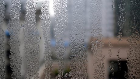 Condensation running down a window