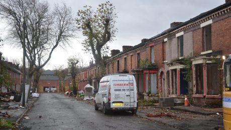 Timberwise van in a street with terraced houses