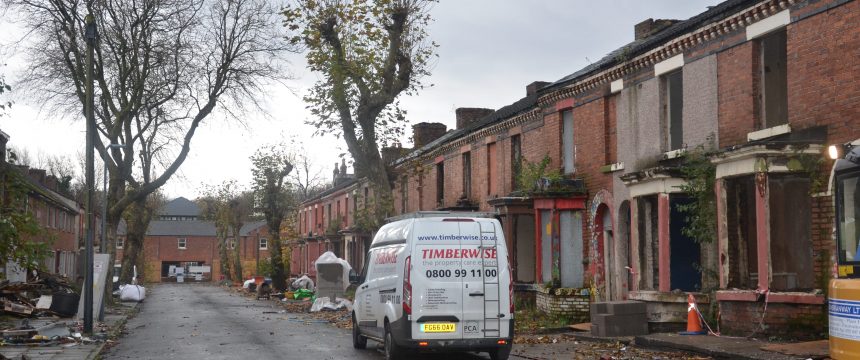 Timberwise van in a street with terraced houses