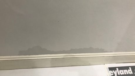 Damp beginning to show through paint on ceiling