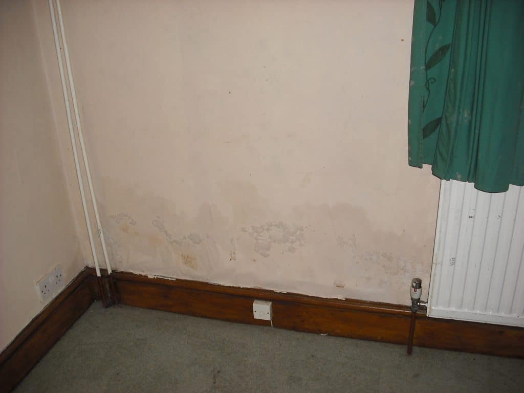 Damp stains on an interior wall