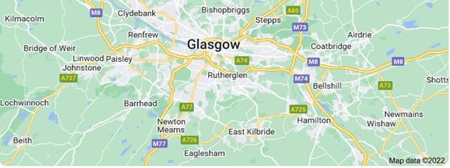 Coverage map of Glasgow
