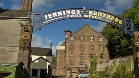 Exterior view of Jennings Brewery and signage