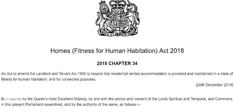 Front cover of the Homes Fitness for Human Habitation Act 2018