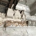 Damaged plaster as a result of dry rot Damaged plaster as a result of dry rot