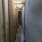 Basement waterproofing membrane installed on new build exterior wall