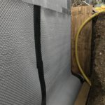 Basement waterproofing installed on exterior wall of new build