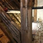 Closeup of timber roof pillar