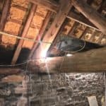 Closeup of timber ceiling beams