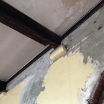 Closeup of ceiling beams in St Michaels college