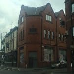 Front of a old brick building