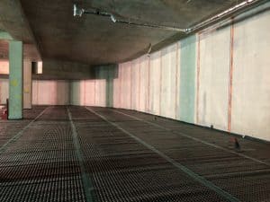 Cavity drain membrane in a basement