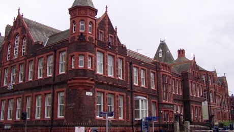 Exterior view of the Old Infirmary building in Liverpool