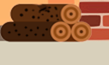 A small pile of logs by the fire Graphic of a small pile of logs by the fire