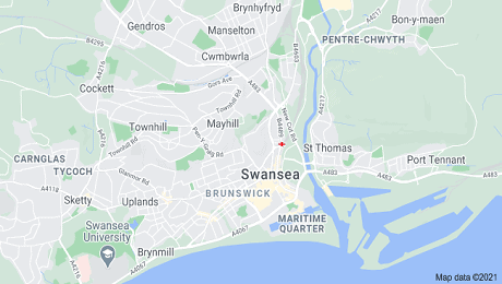 Coverage map of Swansea