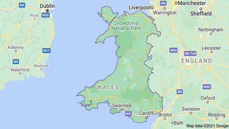 Coverage map of Wales