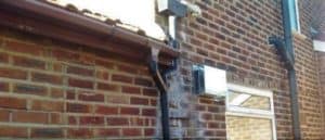 Penetrating damp from damaged rainwater goods