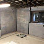 Finished waterproofing membrane applied to walls in Liverpool basement