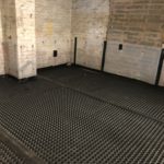Waterproofing membrane applied to the floor in basement