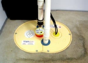 Sump pump unit installed in a basement