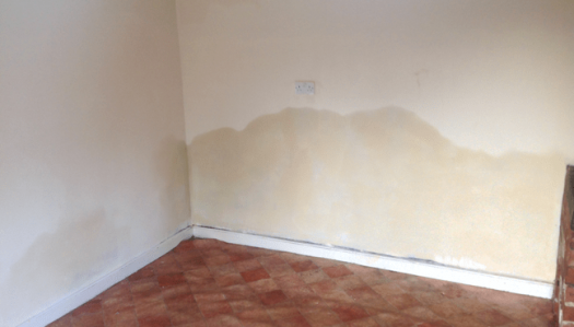 Rising damp present on walls in house living room