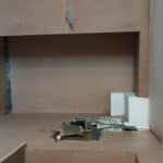 Salop Road - Complete Closeup of Worcestershire basement wall with exposed wiring and electrical box