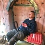 Salop Road - Hard Days Membrane Install Engineer taking a break from installing waterproofing membrane in basement