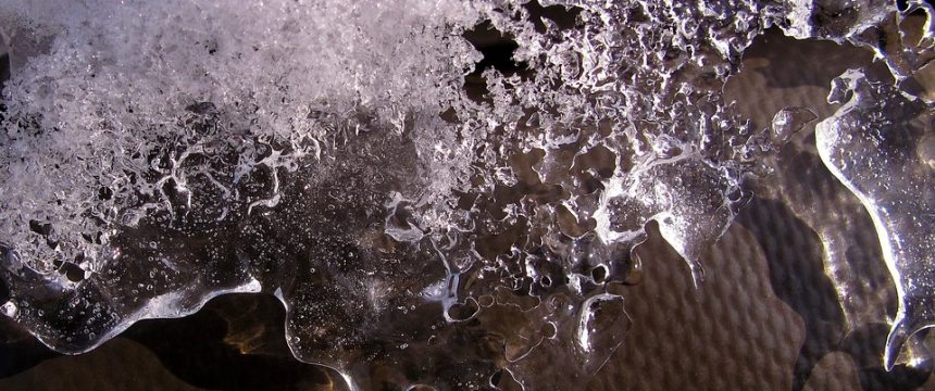 Closeup of snow thaw