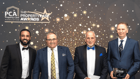 Managing director Mark Edwards, Barrie Francis and Neil Hartley stood with the PCA Best Practice Award for Best Training and Staff Development 2023