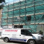 Timberwise van outside a Chelsea property with scaffolding