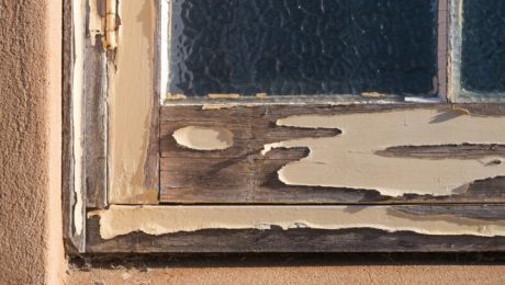 Flaking weathered window frame