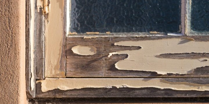 Flaking weathered window frame