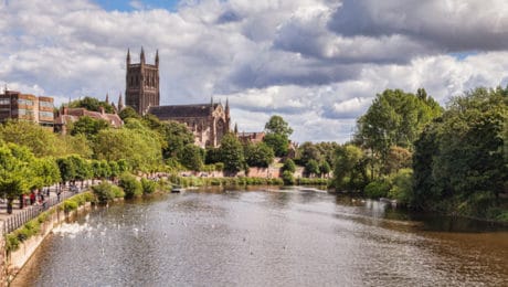 River and cathedral in background in Worcestershire