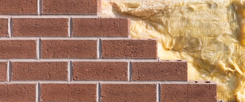 Closeup of cavity insulation within a wall