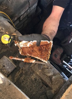 Engineer treating a case of dry rot