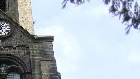 Closeup of St Nicholas church tower